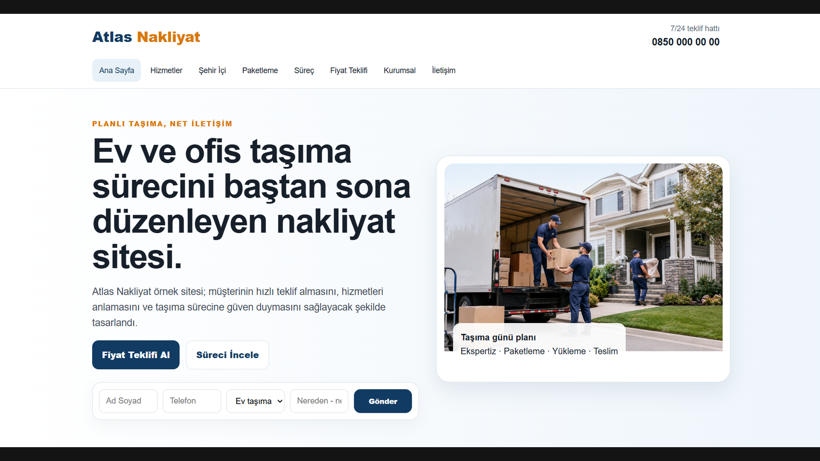 Atlas Nakliyat web sitesi önizlemesi