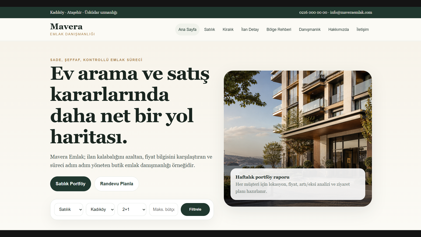 Mavera Emlak web sitesi önizlemesi