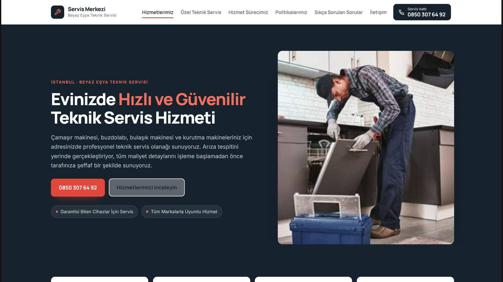 Servis Merkezi web sitesi önizlemesi