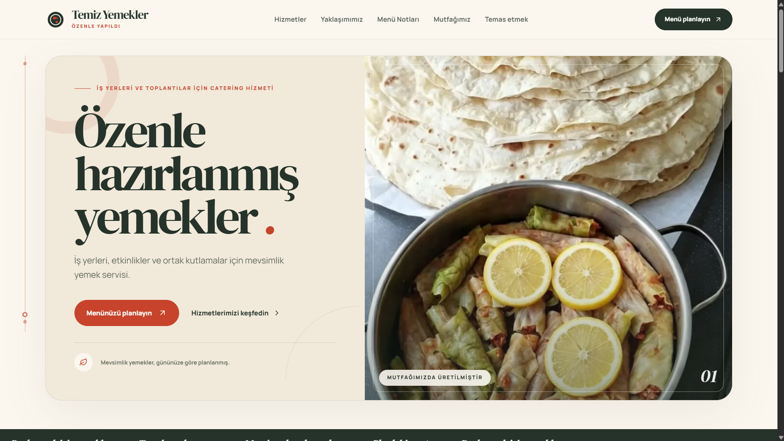 Temiz Yemekler web sitesi önizlemesi